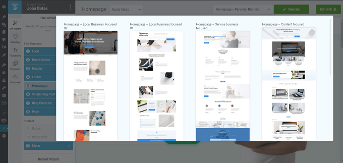 modelos para homepages thrive theme builder