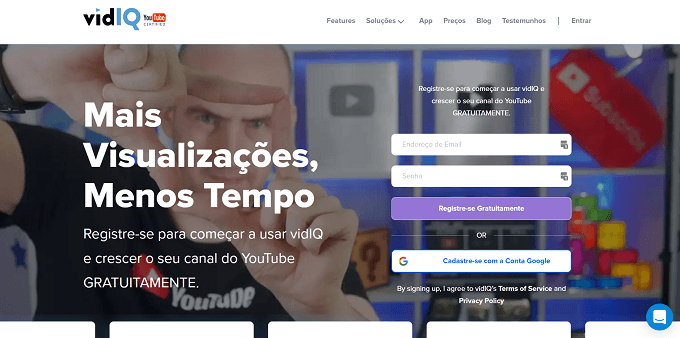 site do VidIQ