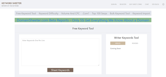 site do keyword sheeter
