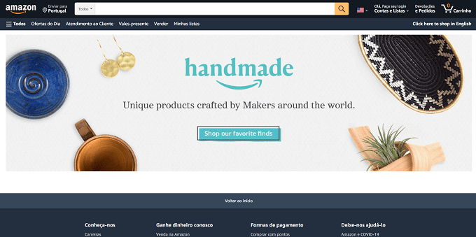 site da Amazon Handmade