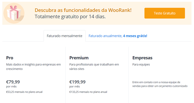 preços do woorank