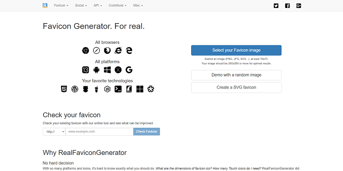 site real favicon generator